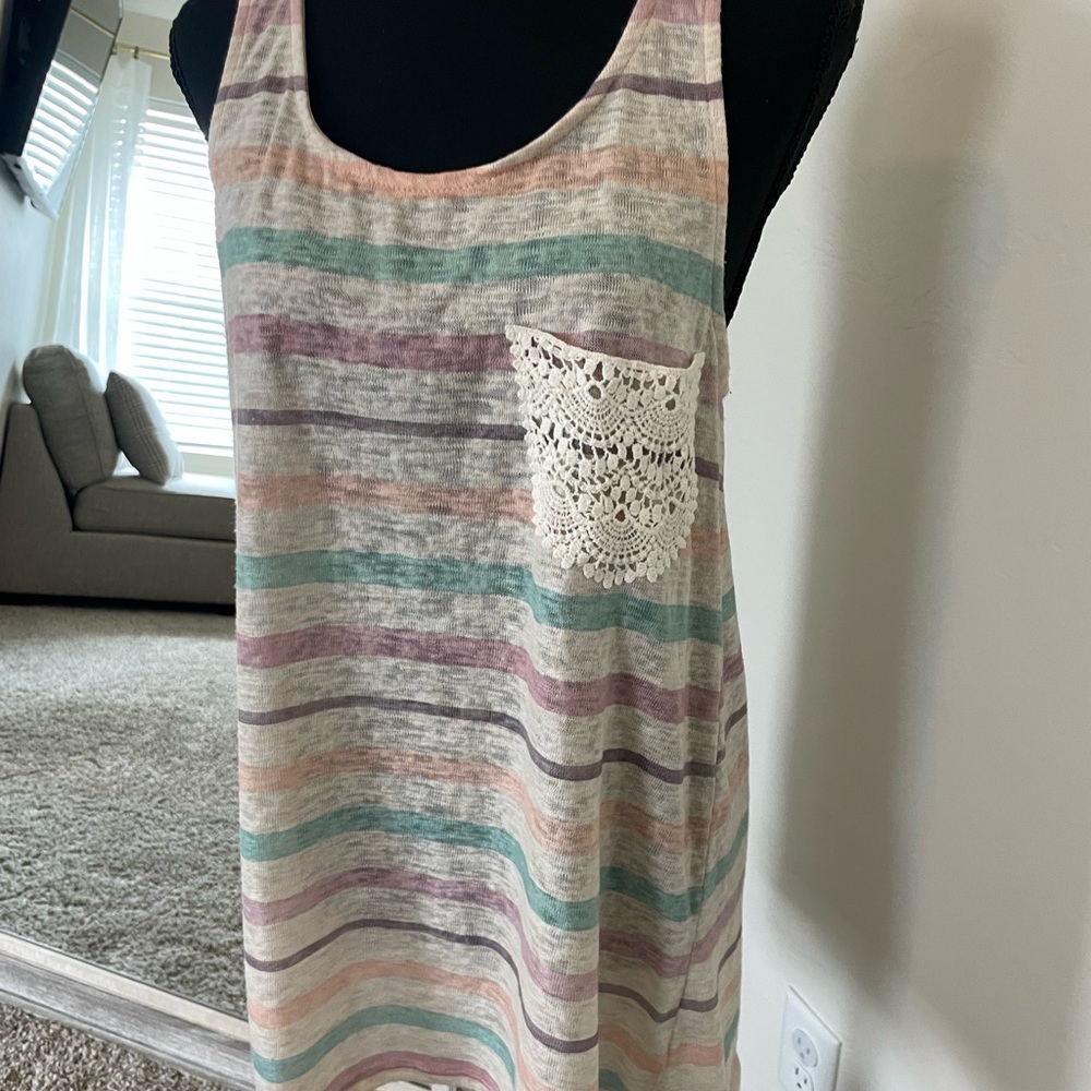 NWOT. Colorful striped tunic tank top. Large.